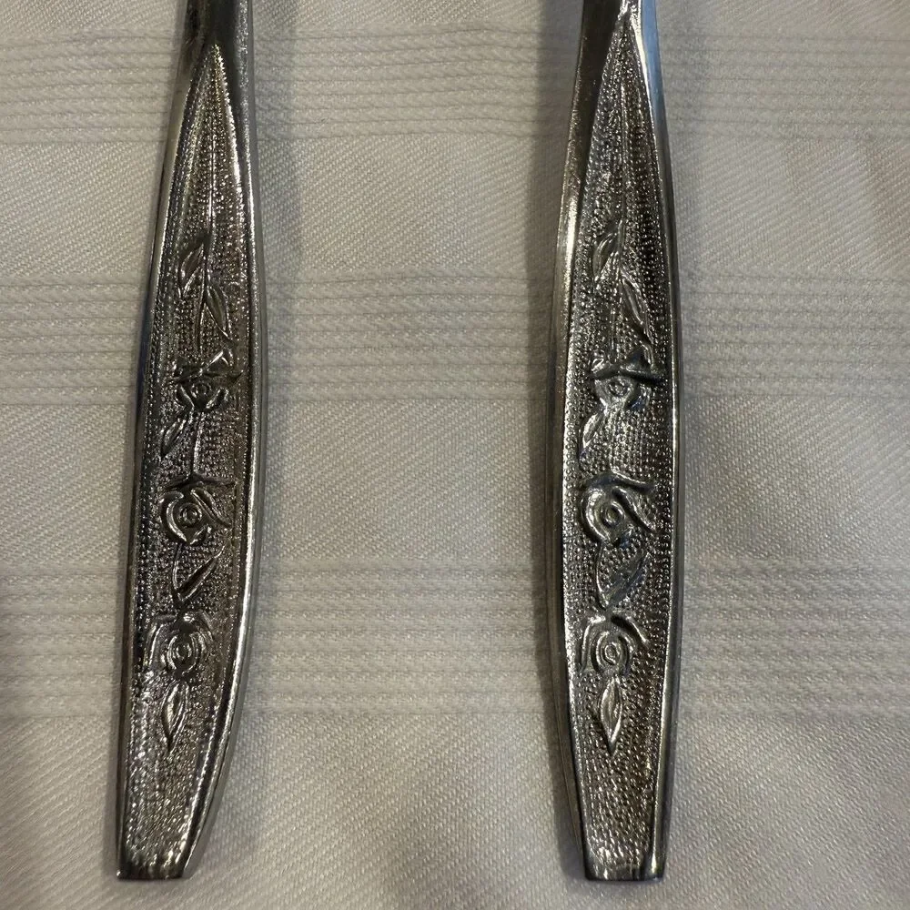 Ekco Eterna Rose Cotillion Stainless Flatware Knife Fork Spoon 13 Pc Vintage